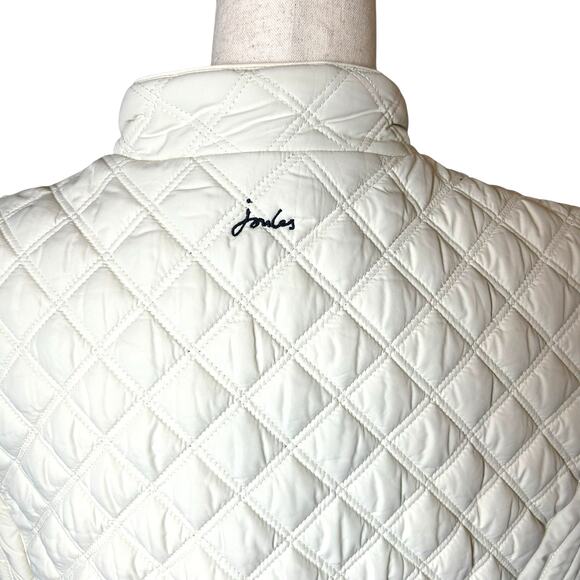 Joules Womens's Quilted Ivory Vest Gilet Pockets Sz 14 Preppy Equestrian Puffer - Picture 8 of 11